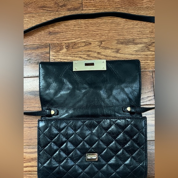 Michael Kors Leather Susannah Lock Clutch Crossbody Black - Picture 10 of 14